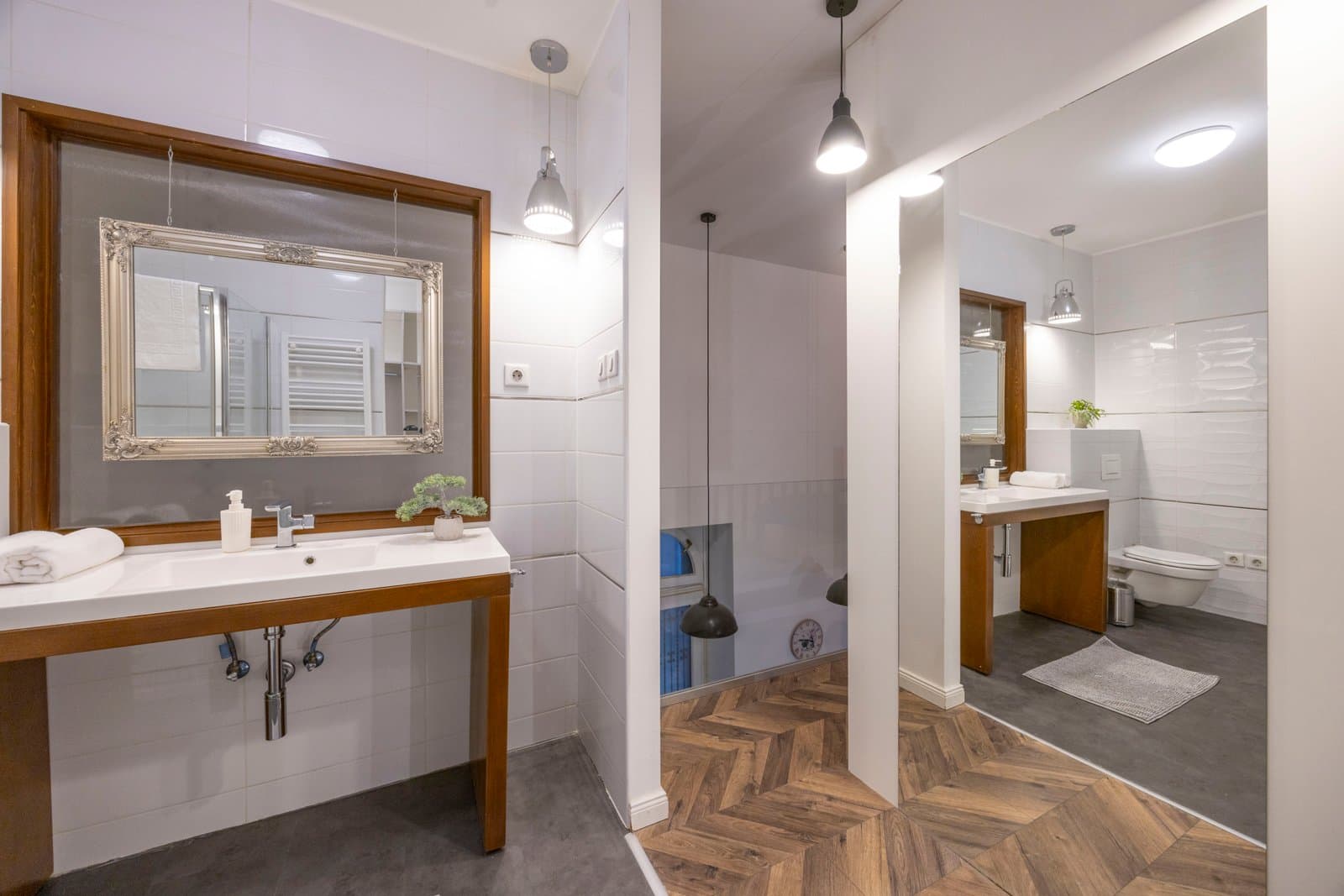 Open-plan living space with 4-meter ceilings