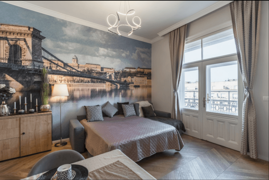 Living room — Bright 2-Bedroom Apartment for Rent – Budapest 5th District