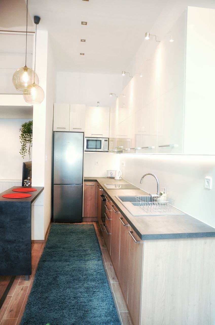 Kitchen — Modern Gallery Apartment Budapest 6th District – For Rent